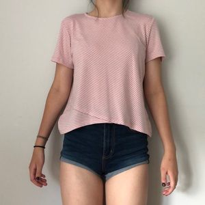 white/babypink striped tee shirt